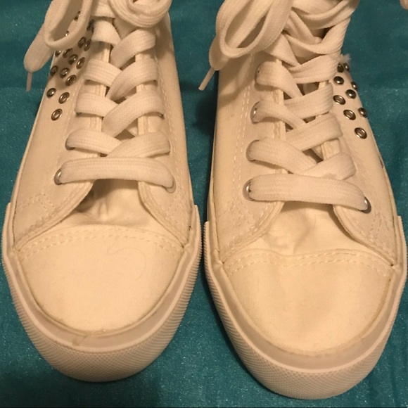 High Top Studded White Converse - Picture 3 of 5